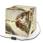 Art Decor Cube Lamp Featuring The Creation of Adam by Michelangelo Buonarroti