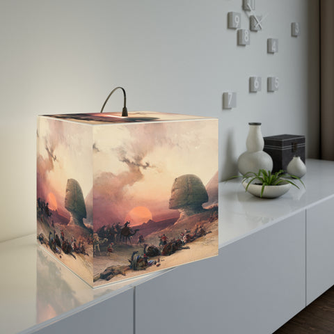 Art Decor Cube Lamp Featuring The Approach of the Simoom, Desert of Gize by David Roberts