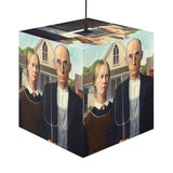 Art Decor Cube Lamp Featuring The American Gothic by Grant Wood