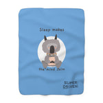 Blue  Sherpa Fleece Blanket with Statement: Sleep makes the mind calm