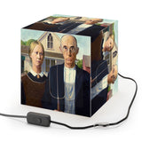 Art Decor Cube Lamp Featuring The American Gothic by Grant Wood