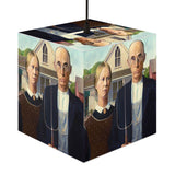 Art Decor Cube Lamp Featuring The American Gothic by Grant Wood
