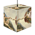 Art Decor Cube Lamp Featuring The Creation of Adam by Michelangelo Buonarroti