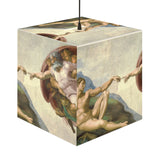 Art Decor Cube Lamp Featuring The Creation of Adam by Michelangelo Buonarroti