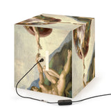 Art Decor Cube Lamp Featuring The Creation of Adam by Michelangelo Buonarroti