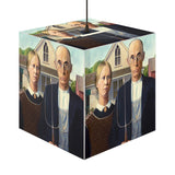 Art Decor Cube Lamp Featuring The American Gothic by Grant Wood