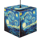 Van Gogh Starry Night Cube Lamp illuminated – ambient lighting for bedrooms and artistic interiors