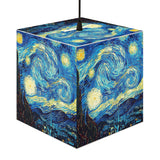 Van Gogh Starry Night Cube Lamp styled on bedside table – elegant art décor for home