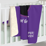 Purple  Sherpa Fleece Blanket with statement: "A space to sleep, Dream of  Greatness"