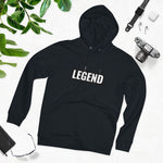 Super driven legend  black motivational eco-friendly hoodie in a lifestyle shot