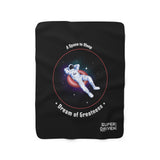 Black Sherpa Fleece Blanket with statement: "A space to sleep, Dream of  Greatness"