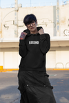 Goth/emo girl in super driven legend motivational eco-friendly hoodie