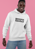 cool guy with round sunglasses wearing super driven legend white motivational eco-friendly hoodie