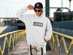 cool  guy wearing super driven  legend white motivational eco-friendly hoodie