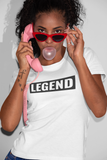 cool woman blowing a bubble gum in her white super driven legend  unique motivational t-shirt a great present for entrepreneurs 