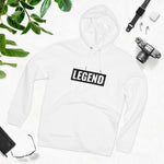 Super driven legend  white  motivational eco-friendly hoodie in a lifestyle shot