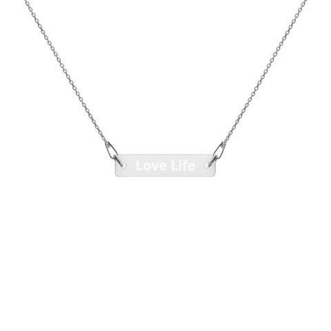 Engraved Silver Bar Chain Necklace