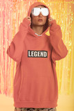 beautiful girl with swimming goggles  waeing super driven  legend sunset orange motivational  eco-friendly hoodie