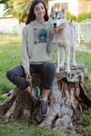 girl in the park with her husky wearing super driven heather grey obsession motivational hoodie 