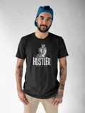 guy with a blue hat in the studio with his hand in his pocket wearing super driven  black hustler state of mind unique motivational t-shirt which is a great present for entrepreneurs  