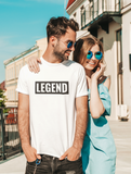 man with his girlfriend wearing white super driven  legend  unique motivational t-shirt  a great present for entrepreneurs 