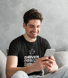guy texting in his black super driven signature  unique motivational t-shirt a great present for entrepreneurs  