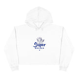 white super driven smoking cherub crop hoodie in a white background a great present for entrepreneurs 