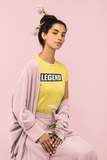 woman holding a roses in her super driven legend yellow unique  motivational t-shirt  a great present for entrepreneurs 