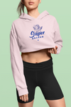 model showing of her pink  super driven smoking cherub motivational crop hoodie  a great present for entrepreneurs 