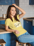 woman in the kitchen wearing yellow  super  driven  signature  unique motivational t-shirt  a great gift for entrepreneurs